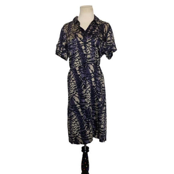 Alfani animal print multicolor short sleeves button mini dress size 14 - Picture 1 of 11